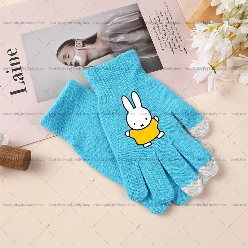 Kawaii Miffys Cartoon Glove Anime Printed Gloves Winter Fashion Warm Knitted Gloves Cute Unisex Mittens Winter Outdoor Gifts view 3