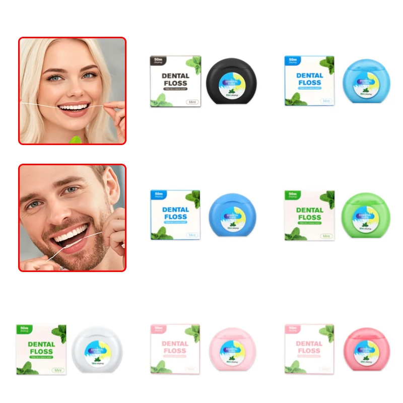 

Portable 50m Dental Flosser Oral Care Essential Floss Roll Toothpicks Dentistry Floss With Case Dental Hygiene Teeth Clean Tools