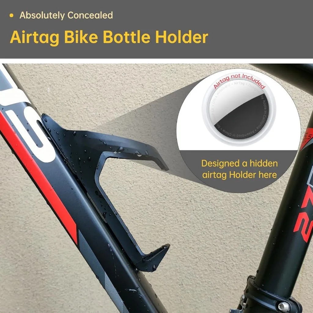 Airtag Bike Mount Hidden on Water Bottle Holder, Universal MTB Road Bike Anti-Theft , Holder Drink Cup Cage for All Bicycle