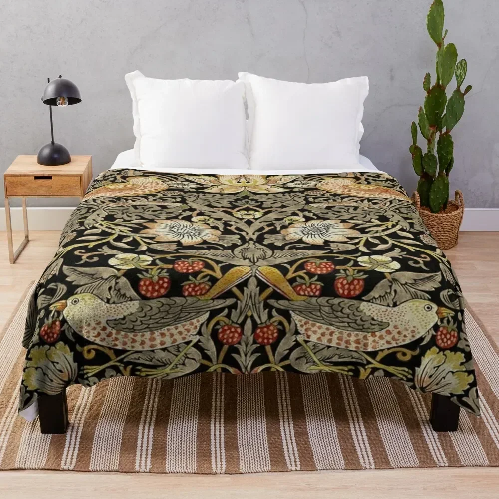 

William Morris- strawberry thief design Throw Blanket Warm for sofa Flannel Loose Blankets