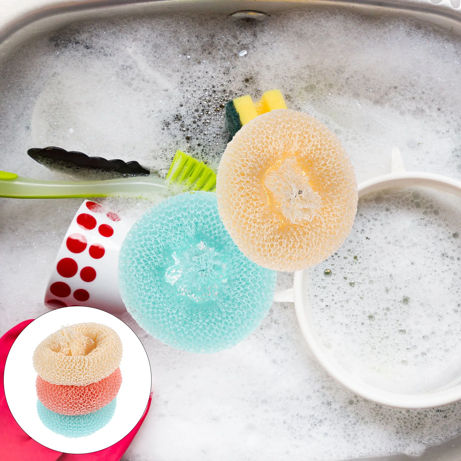 Plant Fiber Tableware Scrub Pads for Dishes Pot Scrubbers Plastic Colored Scouring Kitchen Spong