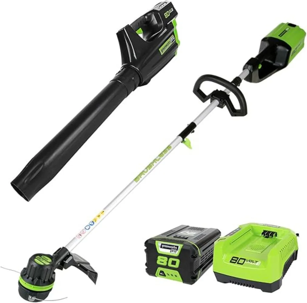 

Pro 80V Cordless Brushless String Trimmer Leaf Blower Combo 2Ah Battery and Charger Included STBA80L210