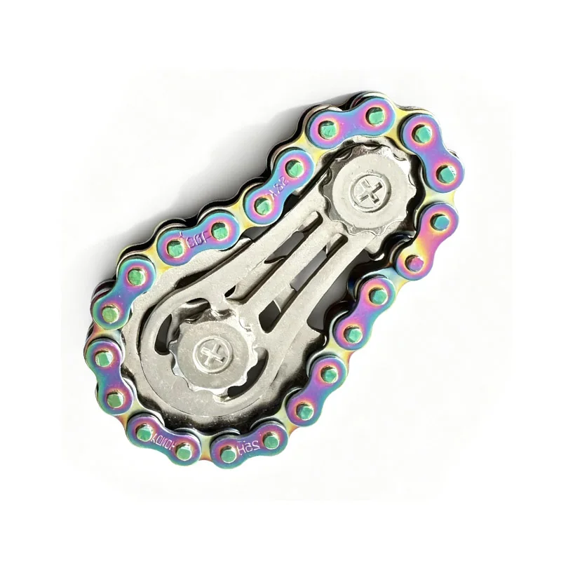 Bicycle Chain Finger Spinner Silent CNC Machined Stainless Steel Gear Fidget Toy for Adults Office Stress Relief & Focus Tool