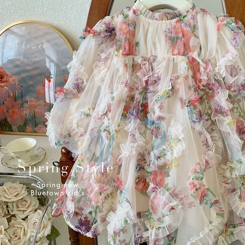 

Spring New Korean Girl Baby Bubble Sleeve Flower Princess Dress Kids Clothes Girls Dress
