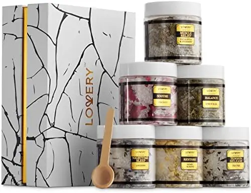 

Luxury Epsom Bath Salts Gift Set for Women – Self Care with Essential Oils, Lavender, Eucalyptus – Perfect Valentine’s Gift for