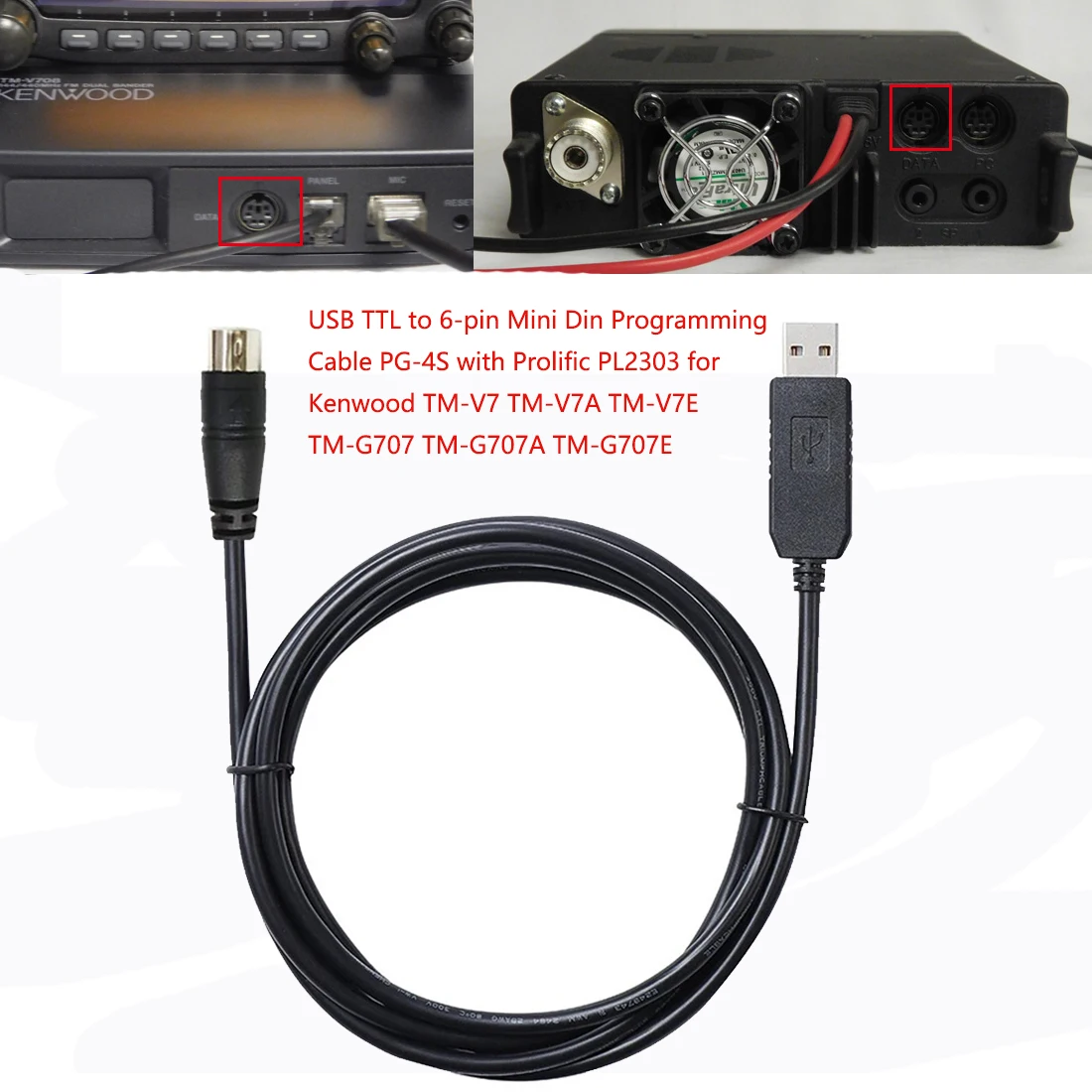 

USB TTL-6-контактный кабель для программирования Mini Din PG-4S с Prolific PL2303 для Kenwood TM-V7 TM-V7A TM-V7E TM-G707 TM-G707A TM-G707E