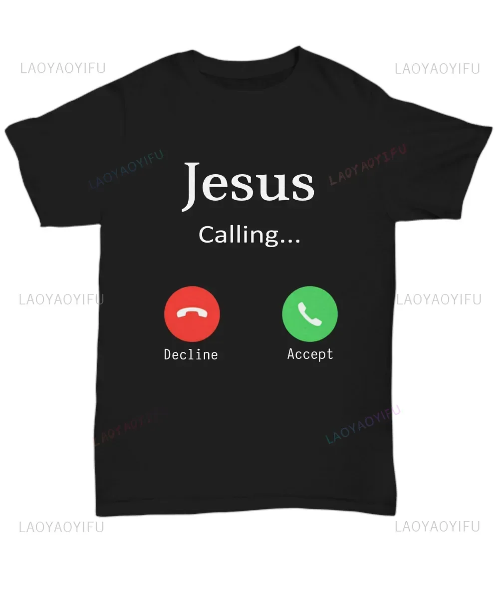 

2023 T-Shirt For Men Jesus Is Calling Christian Women Tee Gift Christ God Phone New Arrivals Fashion Women T shirt Tees