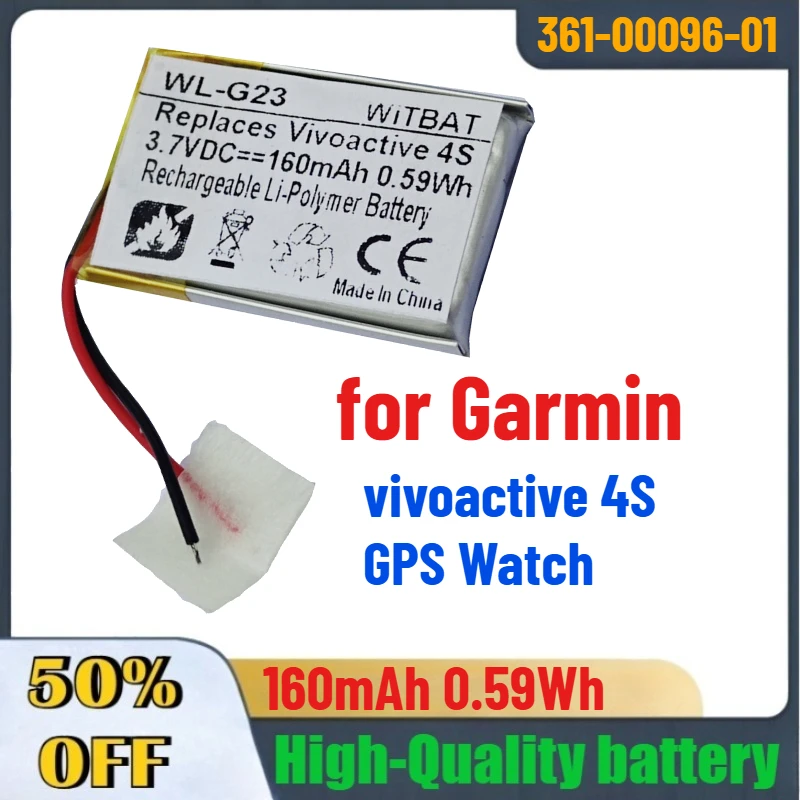 

High-Quality 3.7V 160mAh 361-00096-01 Li-Polymer Battery for Garmin vivoactive 4S GPS Watch Accessories & Parts In Stock
