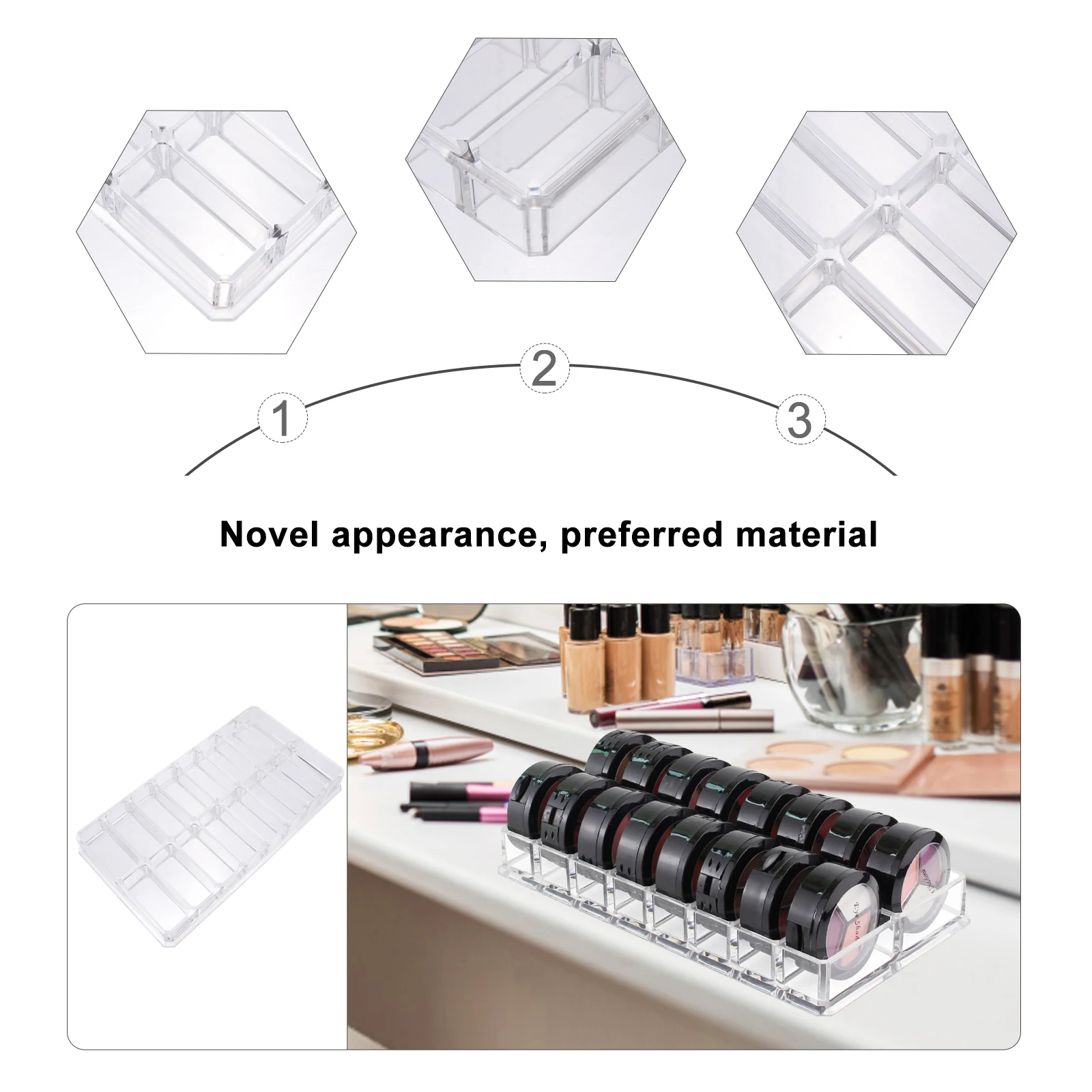 

Transparent Acrylic Powder Storage Box Makeup Organizer Case Desktop Holder For Home Office Bedroom