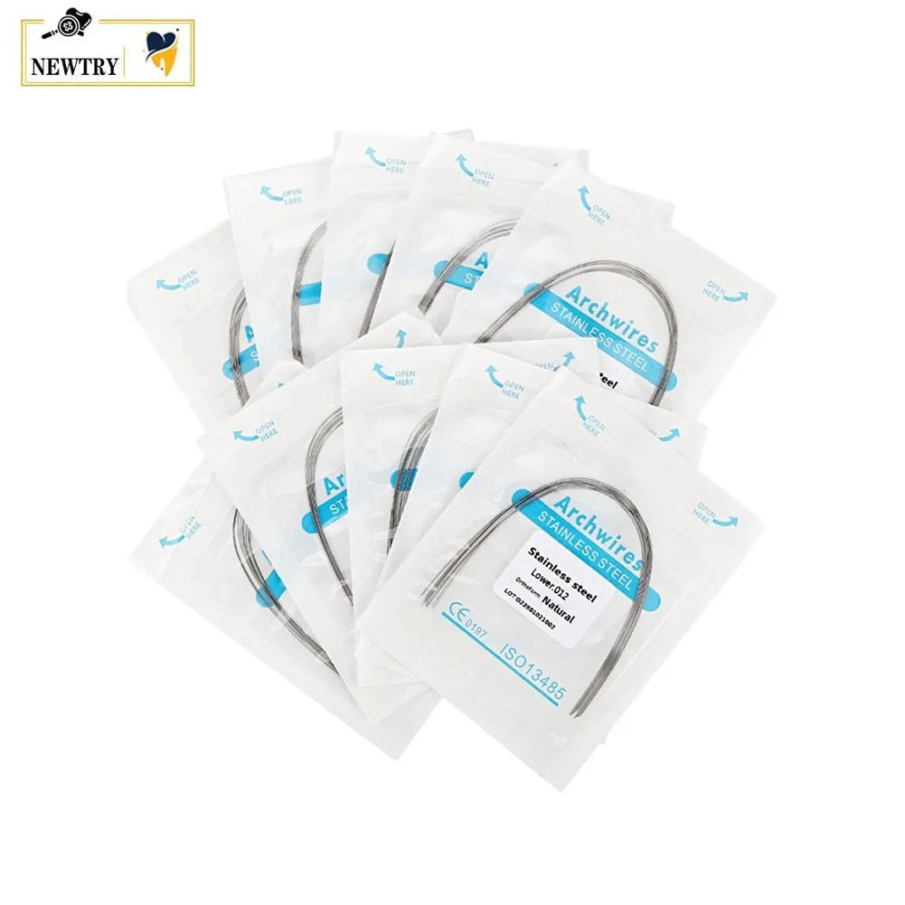100Pcs Orthodontic Stainless Steel Round Archwire Oviod Natural Form Dental Teeth Brace Arch Wire Upper Lower 012/014/016/018/20