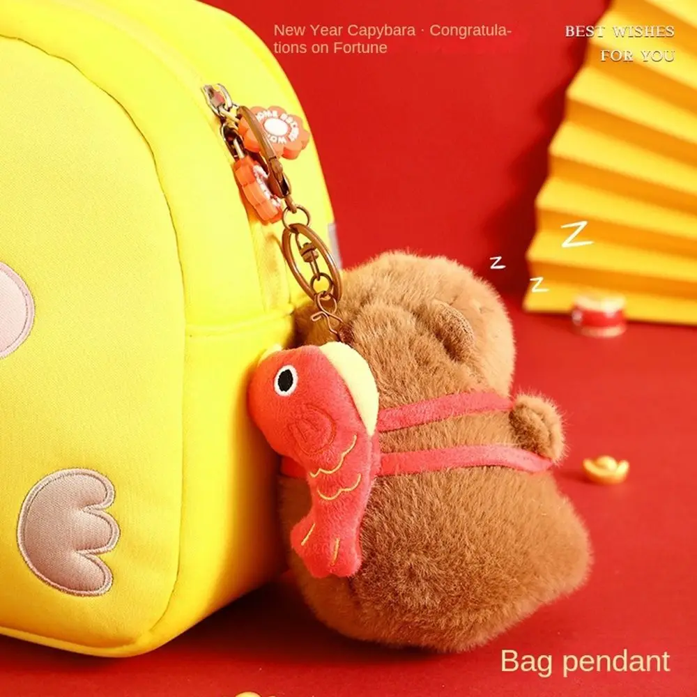 Pluszowa zawieszka na Nowy Rok w kształcie kapibary, pluszowa lalka, wisząca ozdoba, symulacja kapibary koi, breloczek do kluczy, kreskówkowa zawieszka do torby.