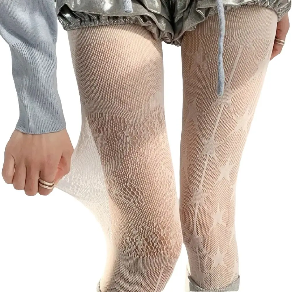 Ausgehöhlte Netzstrümpfe mit Blumenmuster, Jacquard-Netzstrumpfhose mit kleinem Blumenmuster, Spitzenstrümpfe im japanischen Lolita-Stil