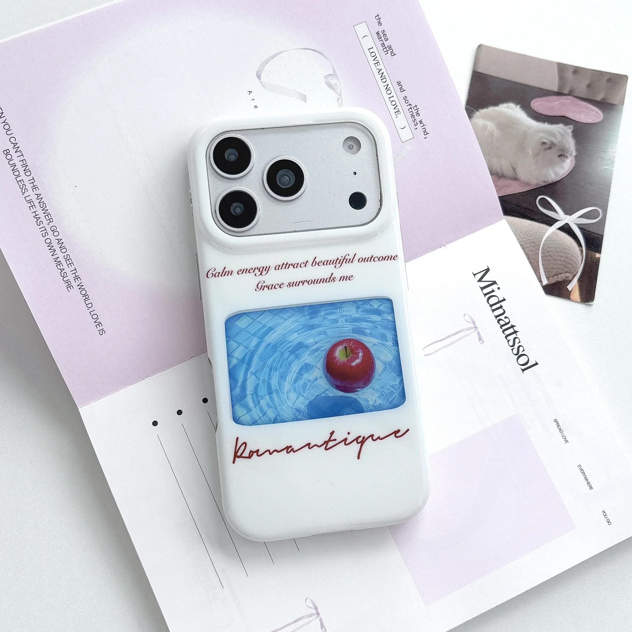 Apple Iphone 15 - เคสกันกระแทกสีขาวลายแอปเปิ้ลรูปสระว่ายน้ำแบบเรียบง่ายสำหรับ iPhone 17 16 15 14