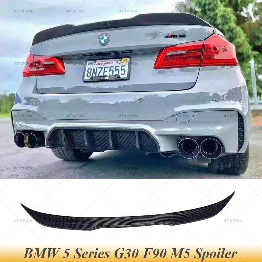 

G30 M5 Carbon Fiber Glossy Black Rear Trunk Spoiler Boot Lip Wing Spoiler For BMW 5 Series G30 F90 M5 2018-2020 Sedan PRO Style