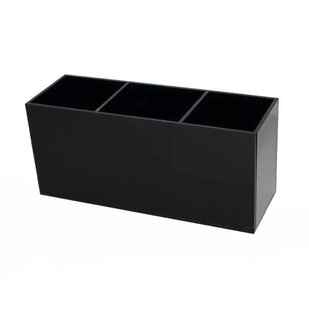 3 Grids Transparent Acrylic Storage Box Black Brush Organizer for Eyebrow Pencil Lipstick Makeup Table Storage