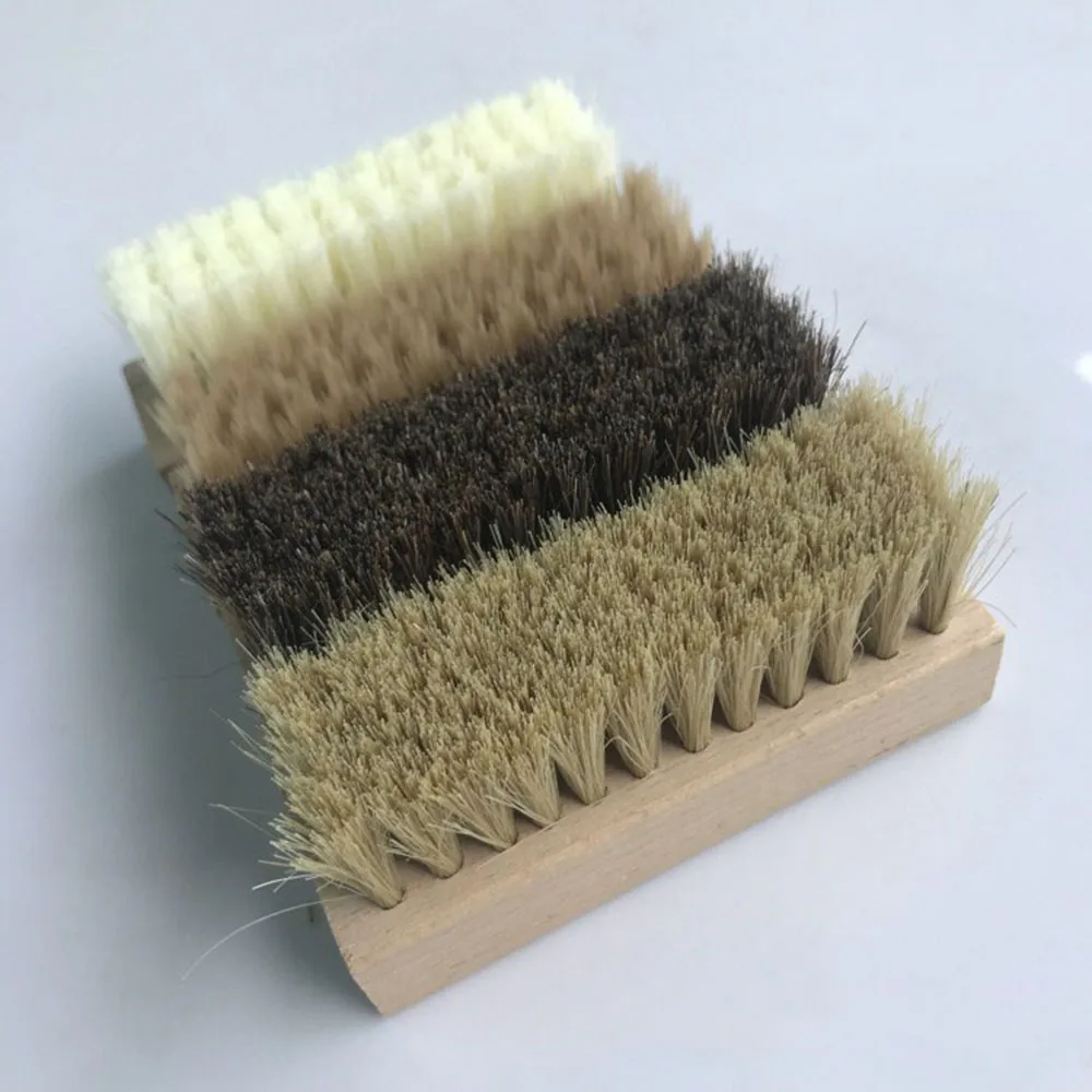 Portable Wood Handle Shoe Brush Pig Bristles Brush Boot Brush Sneakers Shoes Clean Accessories Useful Household Cleaning Tools