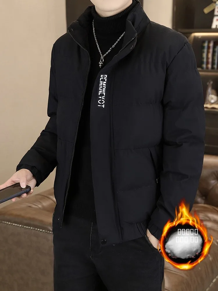 

Мужская утепленная пуховая куртка из хлопка, осенне-зимняя, модная, молодежная, повседневная, с длинными рукавами, на молнии, с боковыми карманами