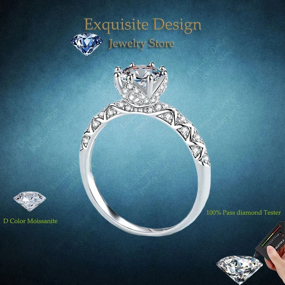 

Exquisite Design PT950 Platinum Vine Entanglement 1CT Moissanite Ring, Diamond Romantic Womens Wedding Ring Designer Jewelry