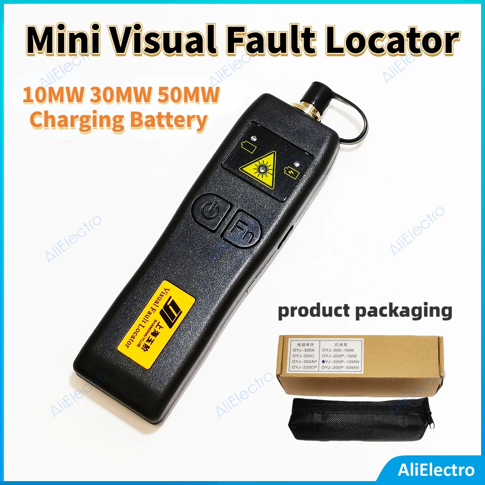 

New YJ-200P VFL Mini Fiber Optic Light Source Charging Battery Visual Fault Locator 10MW 30MW 50MW Free Shipping