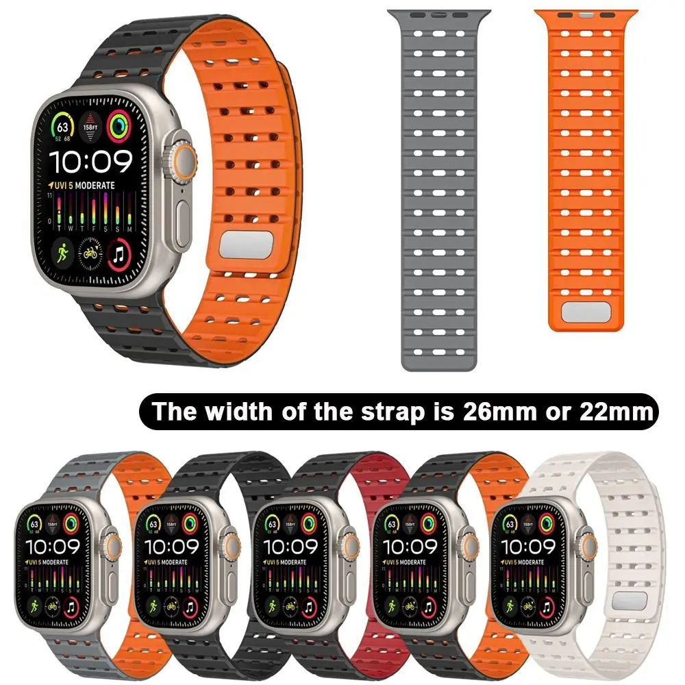 Correa de reloj inteligente de silicona con cierre magnético, pulsera IWatc de 42/44/45/49MM para reloj Appl serie 11/10/9/8/7/6/Ultra 3/SE 3