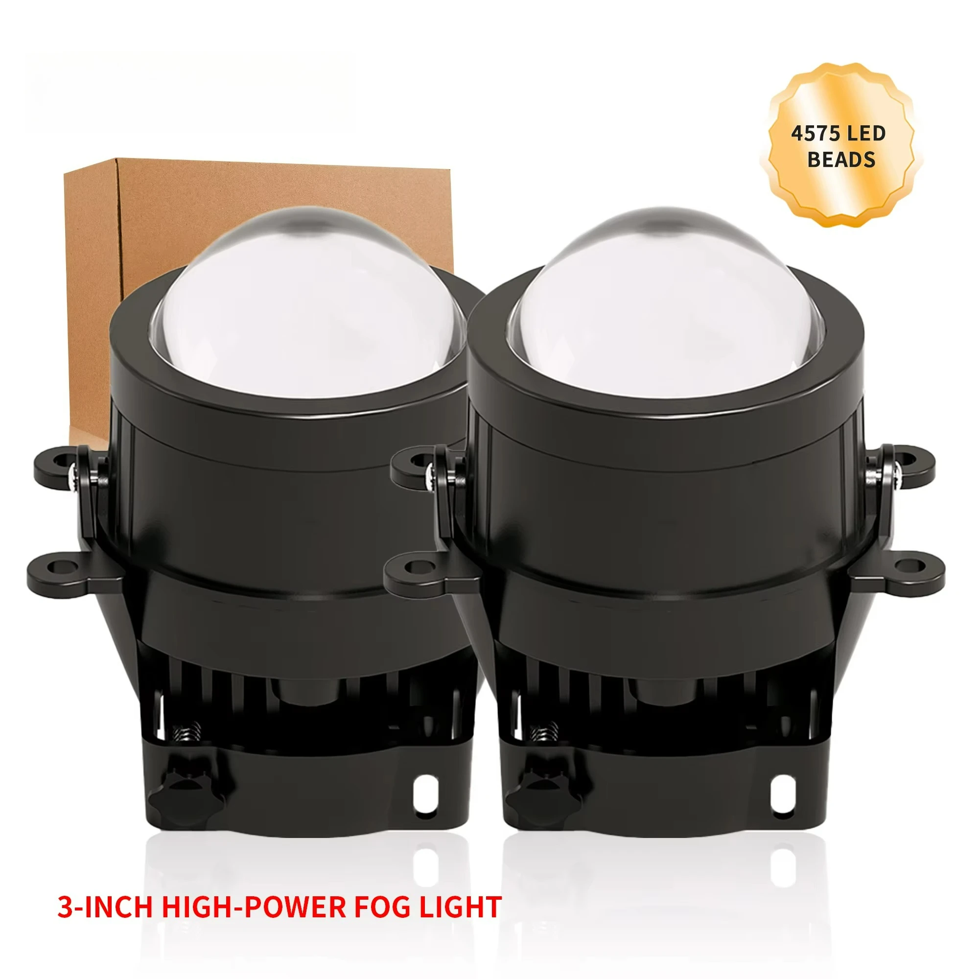 The 3-inch IP68 140W 36000LM yellow-white fog light projector is suitable for automotive 3-color dual LED fog light ultra-wide