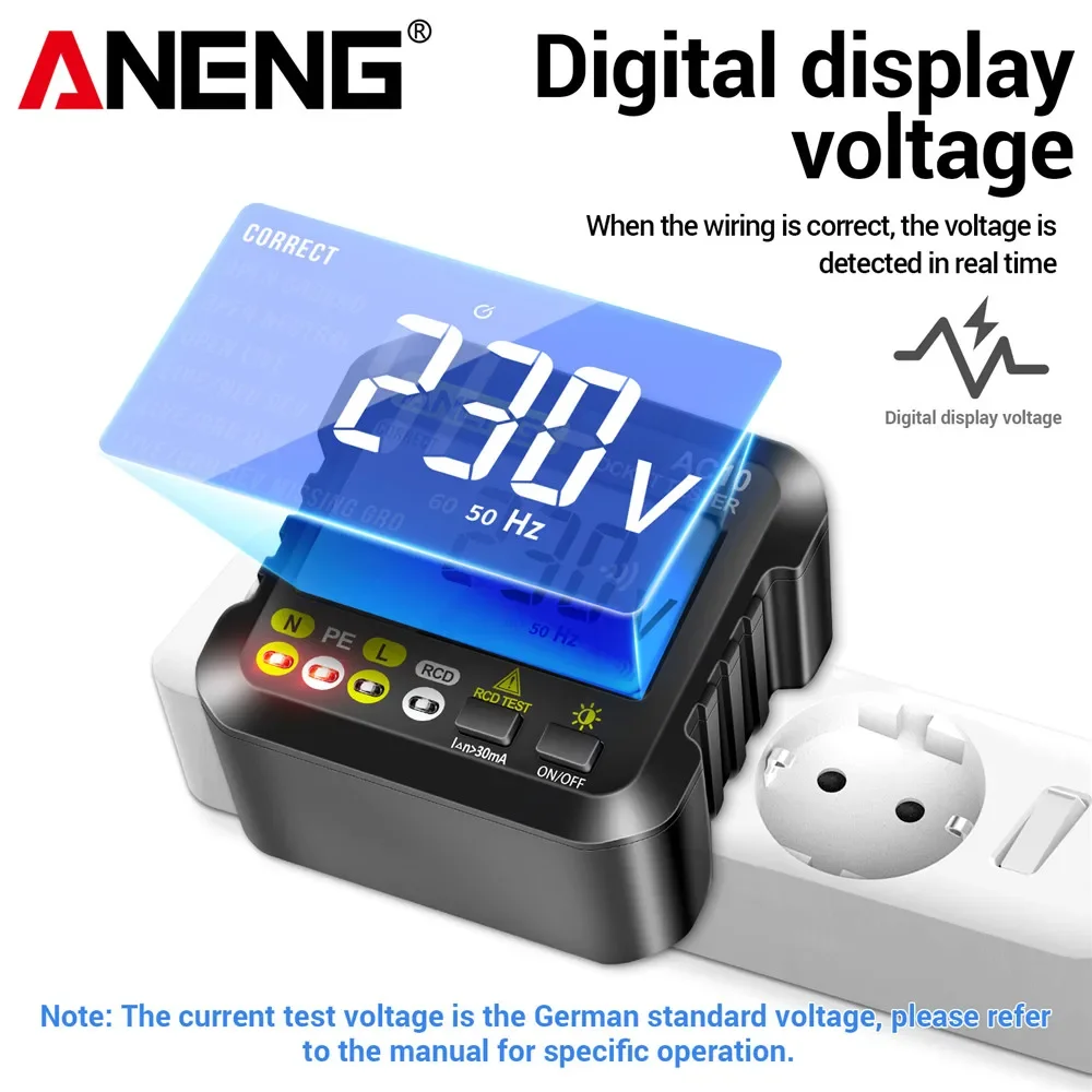 소켓 극성 위상 검사기 ANENG AC10 플러그 감지기 제로 라인 플러그 위상 감지기 미국/유럽 플러그 멀티미터 테스트 도구