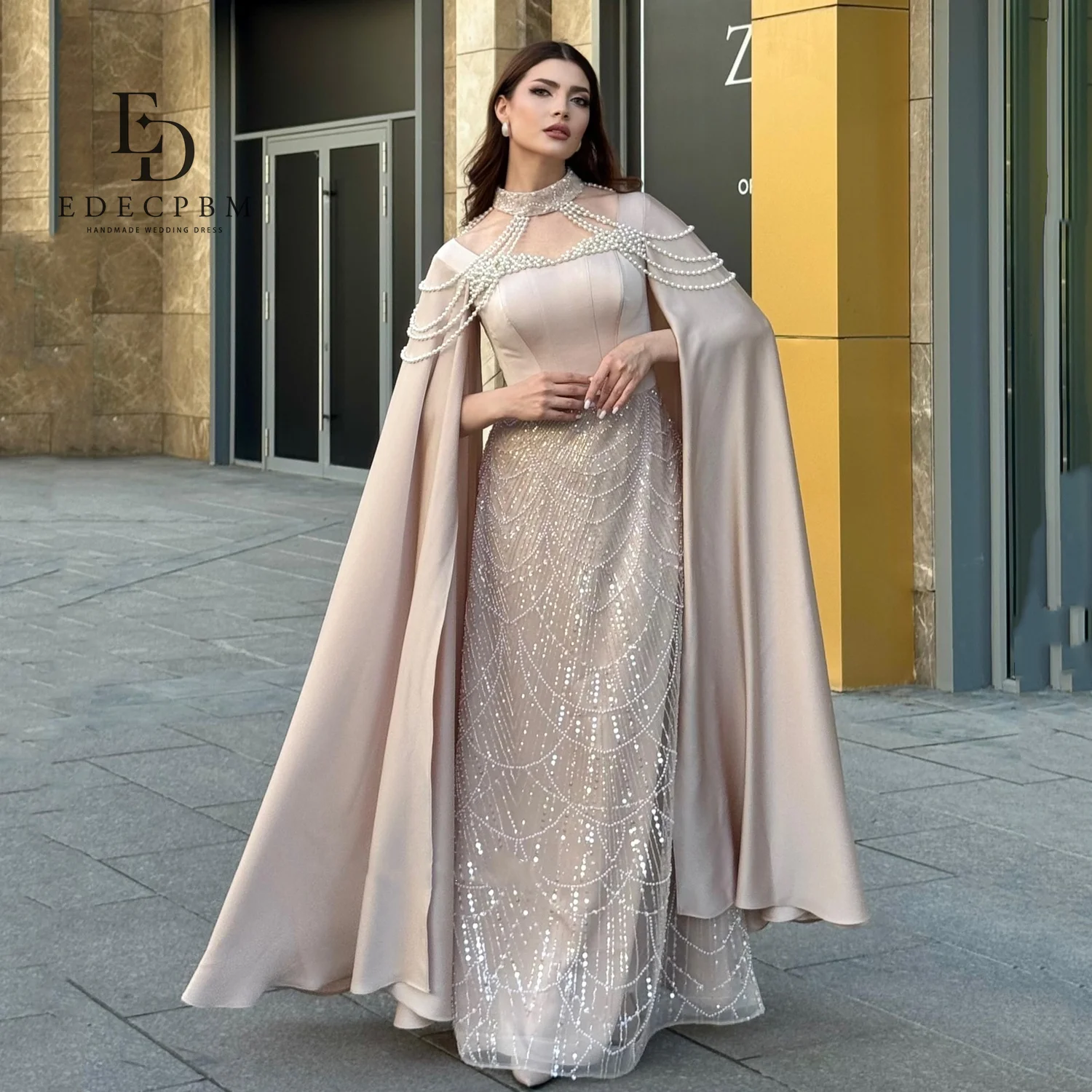 

EDECPBM Vestidos De Fiesta Luxurious Women's Evening Dresses 2025 Luxury فساتين سهرة Customized Beads Dress Prom Beautiful Store