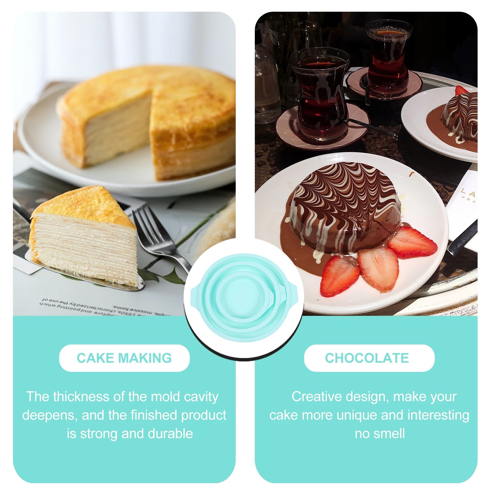 

3Pcs Silicone Mousse Molds Round Cake Pans Non-Stick Layered Baking Tools Creative Shape for Cake Making DIY Dessert Mold