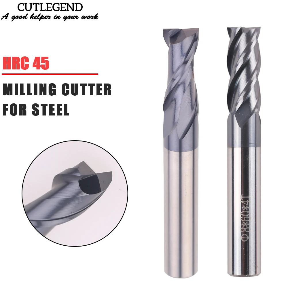 

CUTLEGEND HRC45 Steel End Mill CNC 2 Flutes 4 Flutes Carbide Milling Cutter Tools 1 to 20mm For Steel Copper