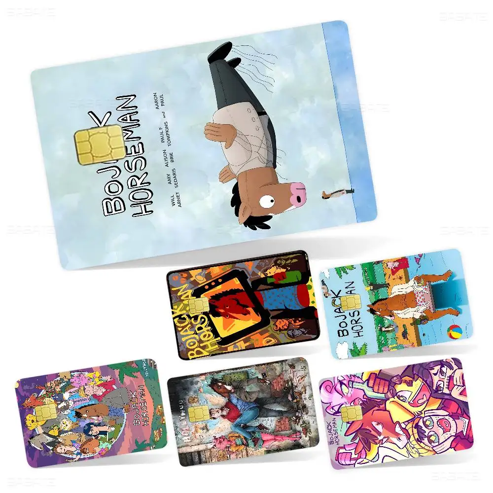 Funny Anime B-BoJack H-Horsemans Cartoon Credit Card Skin Stickers for Bank Card Bus Metro Card Sticker Waterproof Women Gift