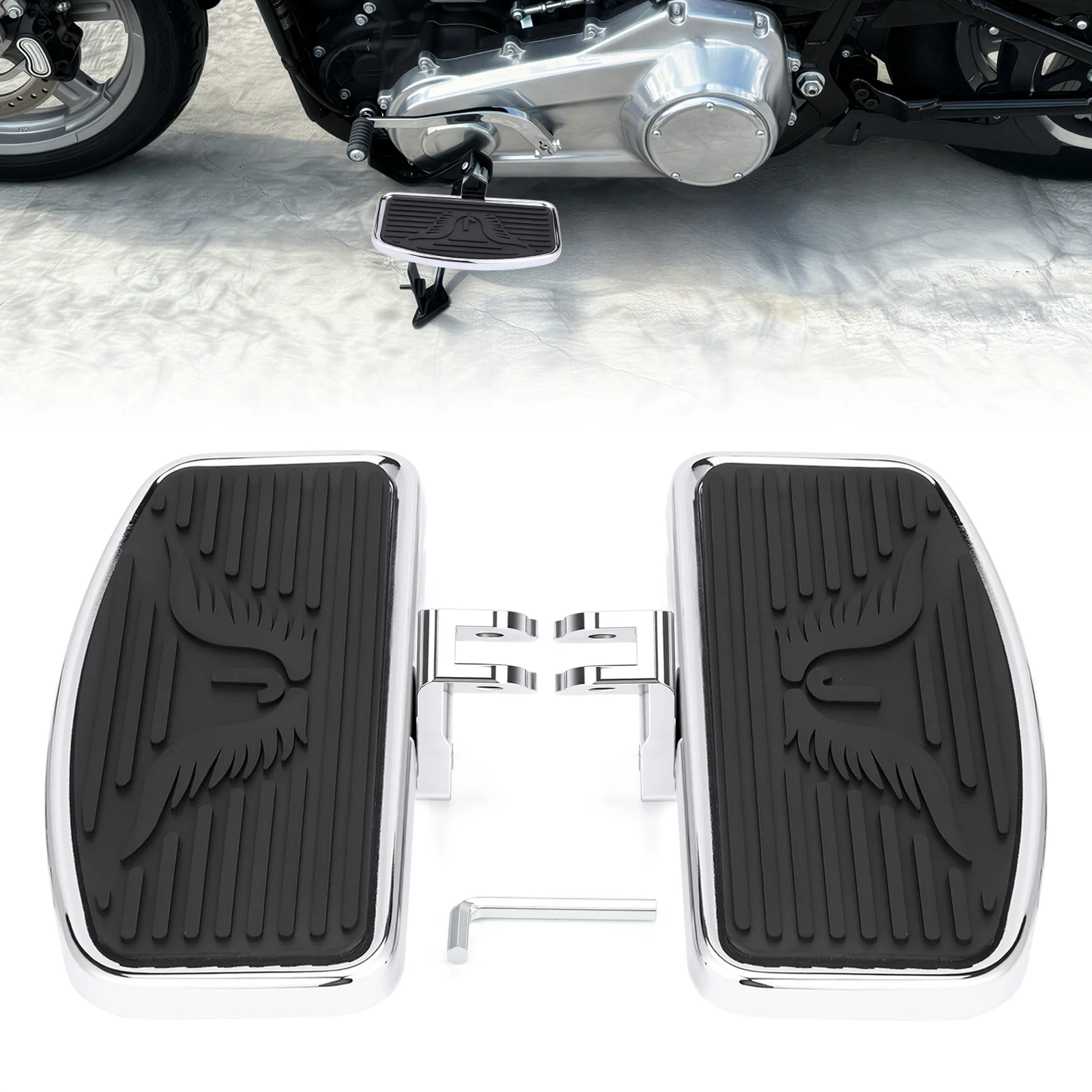 Motorcycle Chrome Driver Floorboard Rider Footpegs Footrest for Harley Softail Models 2018-later, Sportster S RH1250S, LiveWire
