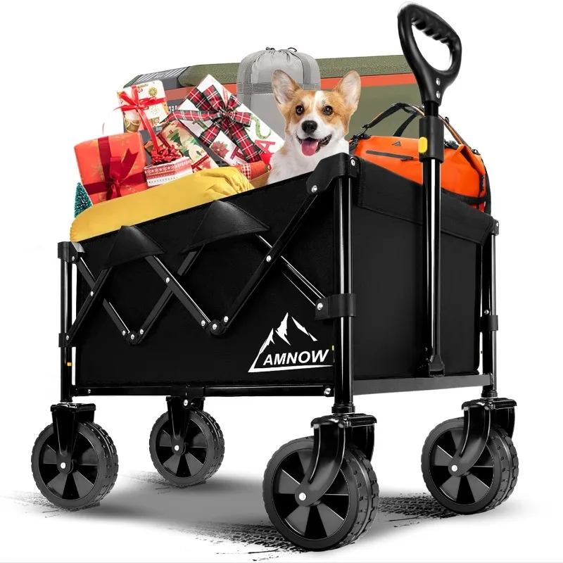 

Wagon Cart with Wheels Foldable, Folding Wagons Carts with Silent Universal Wheels, Large Grocery Cart On Wheels US(Origin)