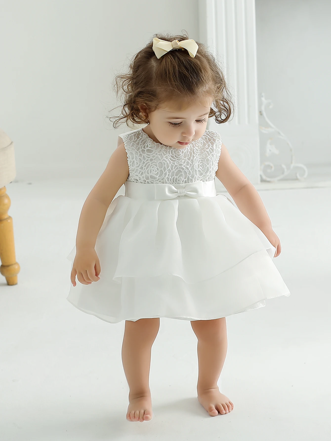 Baby Girls Dress Christening Baptism Party Formal Baby Dress Customer Design Communion Dress Gray Lace Weeding Party