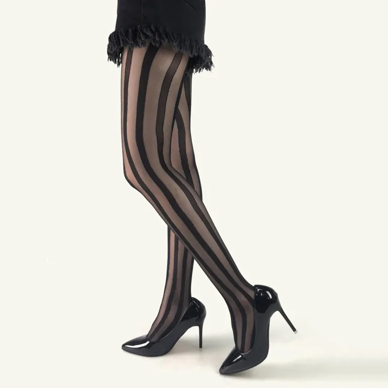 Sexy Women Tights Pantyhose Anti-hook Ultra-thin Nylon Thigh High Stockings Pantyhose Lingerie Hosiery Striped Body Stockings