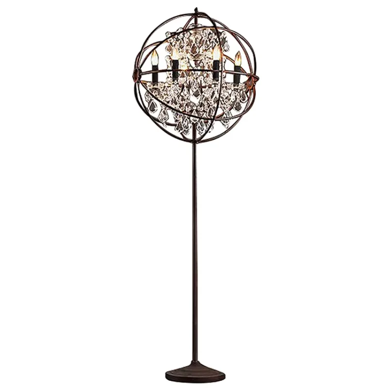 

Living room decoration retro iron floor lamp and cafe clothing store crystal floor lamp