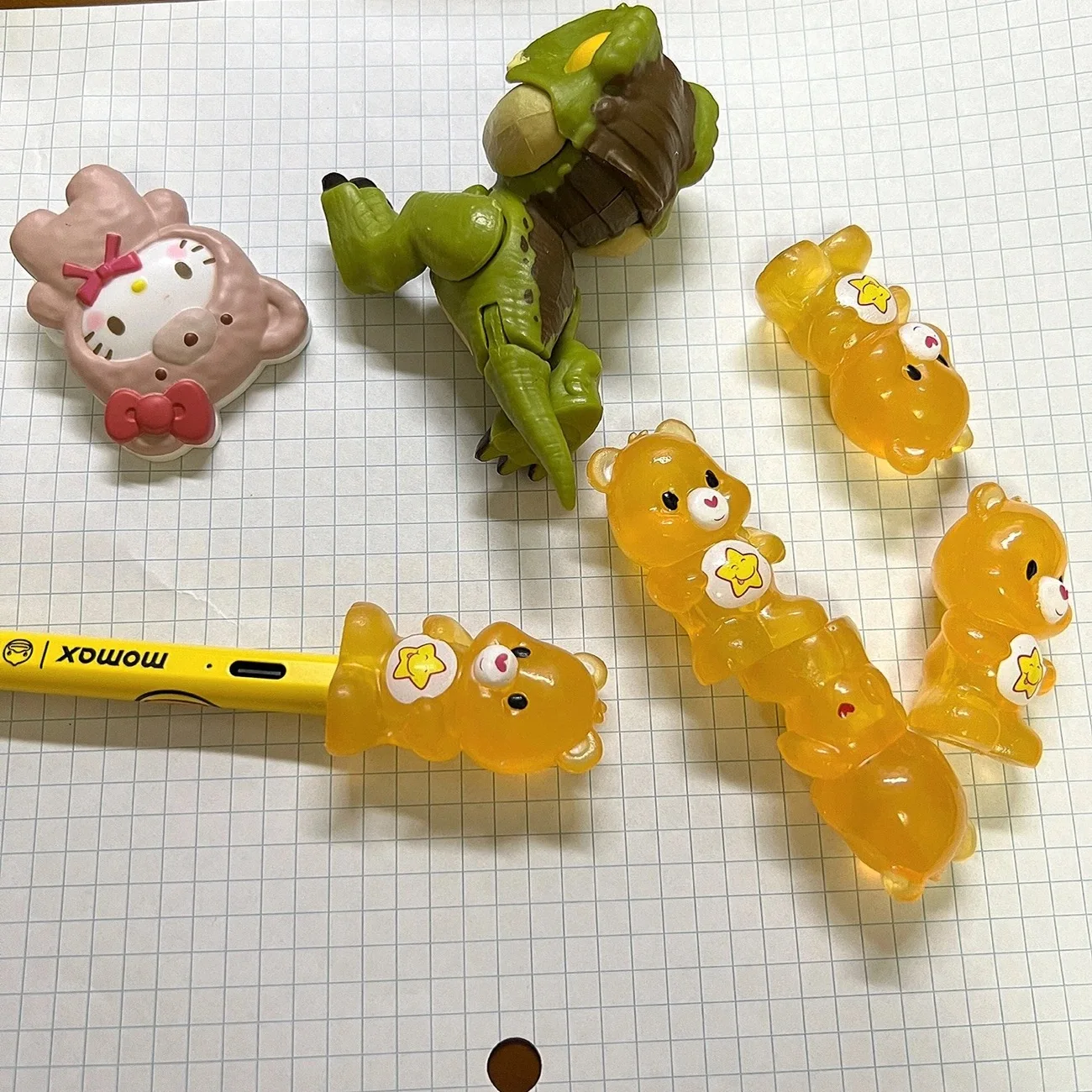 Care Bears Transparent Yellow Bear Pen Topper Charms, DIY Handmade Jewelry Making Accessory Set