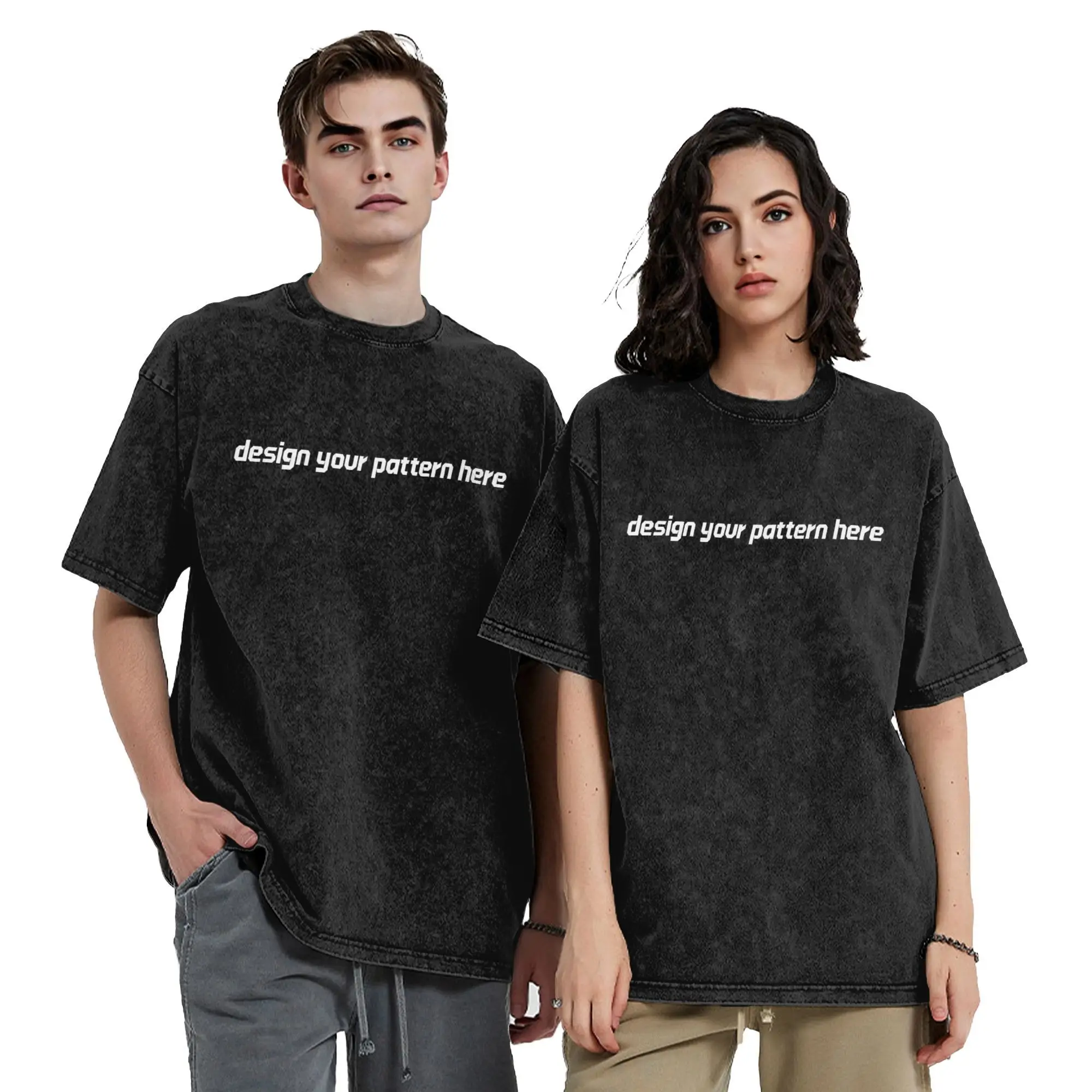 

Custom DIY Streetwear design your pattern here Vintage Washed Tshirts Men's 100%Cotton Short Sleeve Crewneck Summer Tops