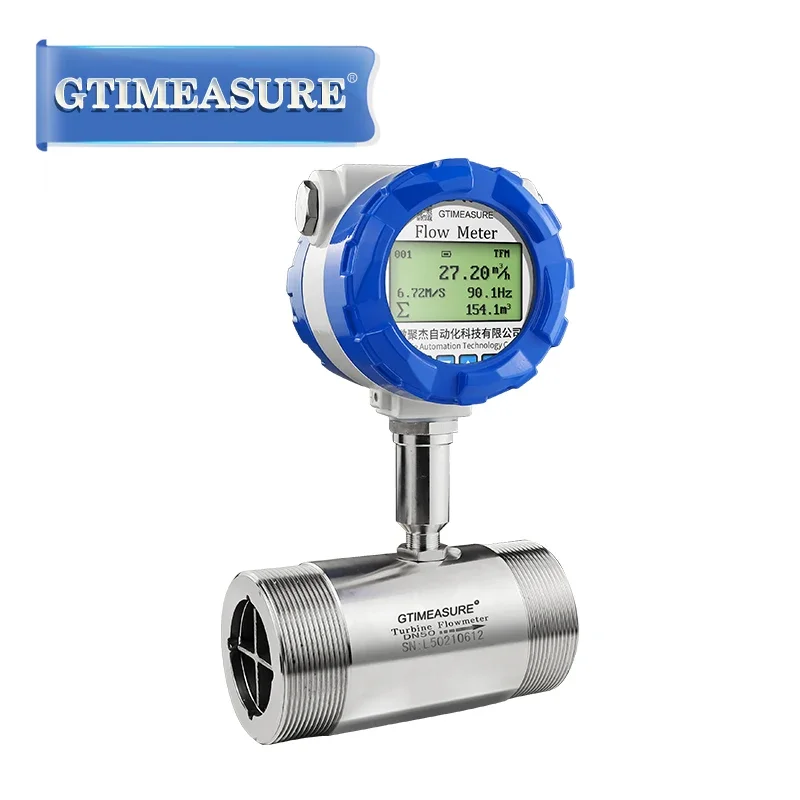 LCD Display High Precision 0.5% 4-20mA Pulse RS485 Turbine Flow Meter 24V Digital Flow Meter