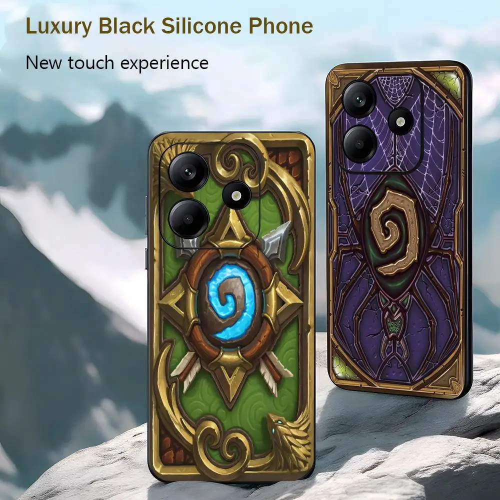 Funda de teléfono con diseño de juego de cartas Hearthstone para Xiaomi Redmi 14C 13C 12C Note14 13 12 11 10 Pro Plus S, funda negra suave para teléfono