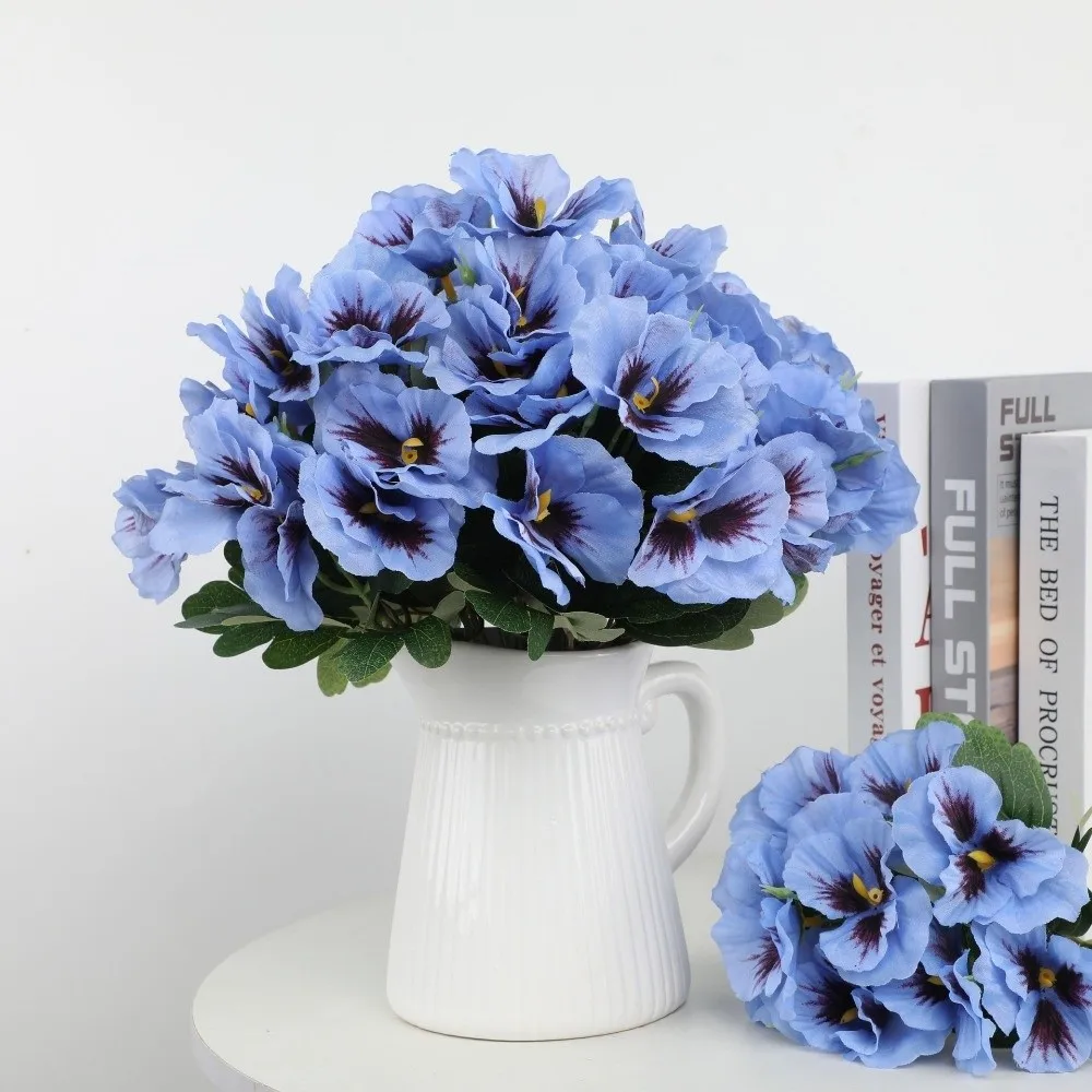 

E9 Silk Cloth Artificial Pansy Flowers Dyed Edged DIY Floral Flower Bouquet Soft Realistic Artificial Flowers Valentine Day Gift