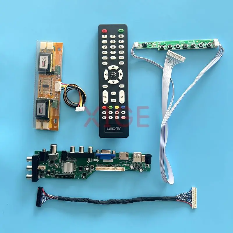 For LM250WF1 LM230WF1 LM230WF2 Driver Board LCD Display DIY Kit DVB Signal Digital LVDS-30Pin 1920*1080 4CCFL USB+HDMI+VGA+AV+IR