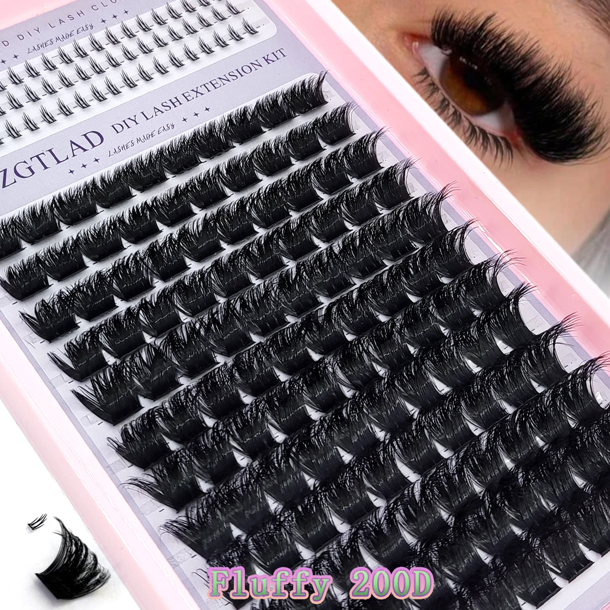 HBZGTLAD 60D-200D Bottom&fluffy Lashes Clusters Volume Individual Lashes Cluster Extensions Spikes Lashes Clusters DIY Makeup Fa