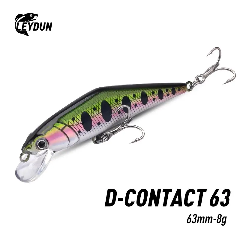 LEYDUN Japan Pesca Stream Fishing Lure 63mm 8g Sinking Minnow Peche Artificial Hard Bait For Bass Perch Pike Salmon Trout Lure