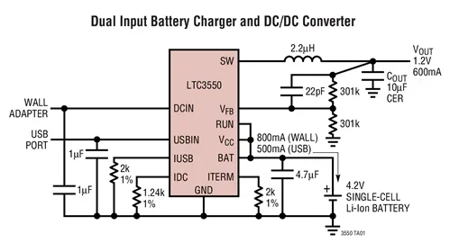 LTC3550EDHC LTC3550EDHC-1 LTC3550 - Dual Input USB/AC Adapter Li-Ion Battery Charger with 600mA Buck Converter