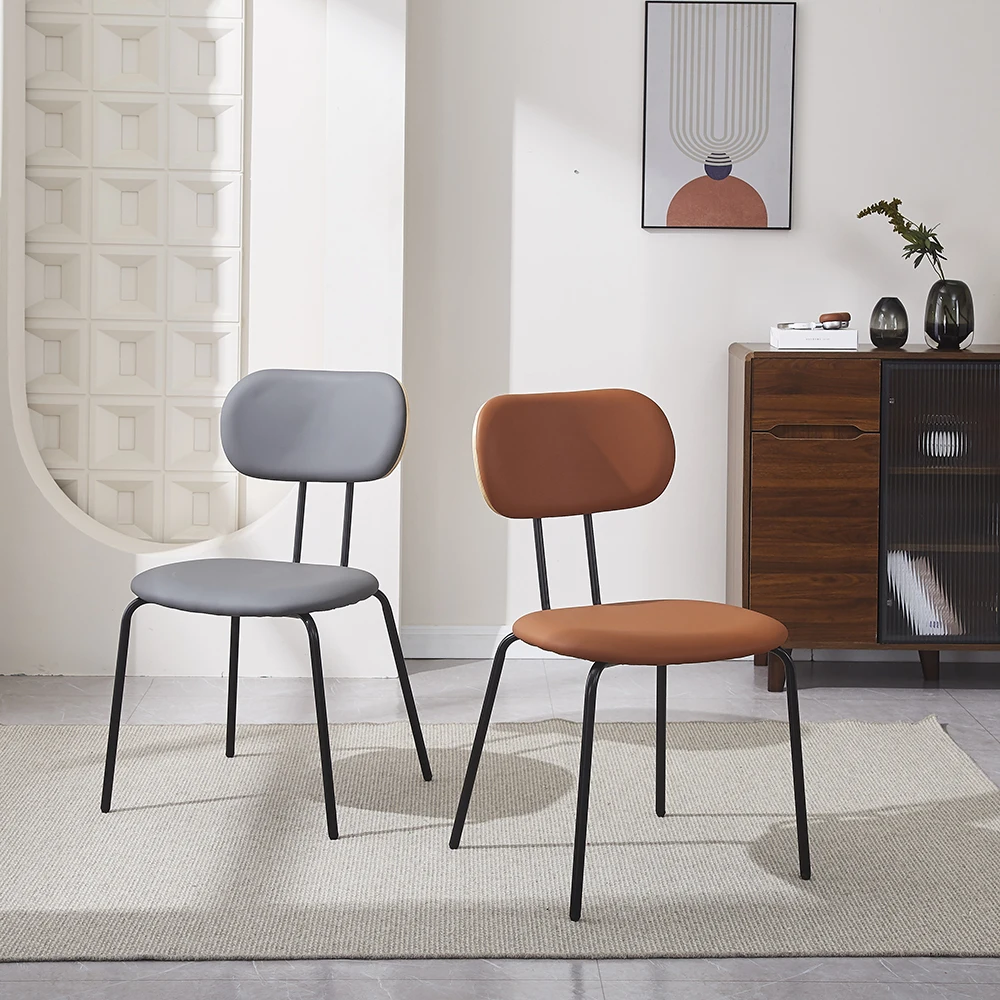 Modern Luxury Restaurant Dinner Chairs Stacking Leather Dining Chairs with Stainless Steel Legs Waterproof Portable