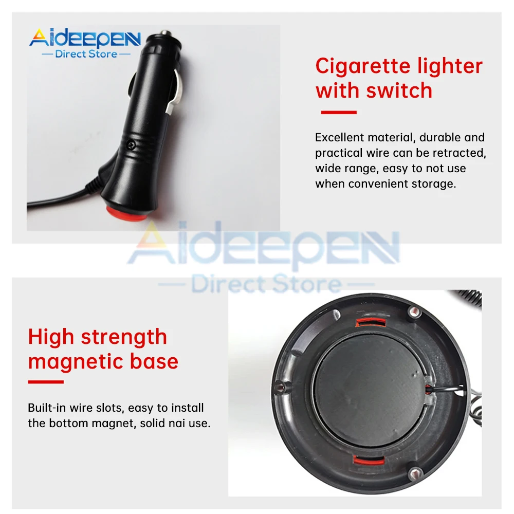 磁気ベース LED ブルー緊急ストロボライト車警察屋根点滅危険警告灯 12 V/24 V 車両安全ビーコンランプ