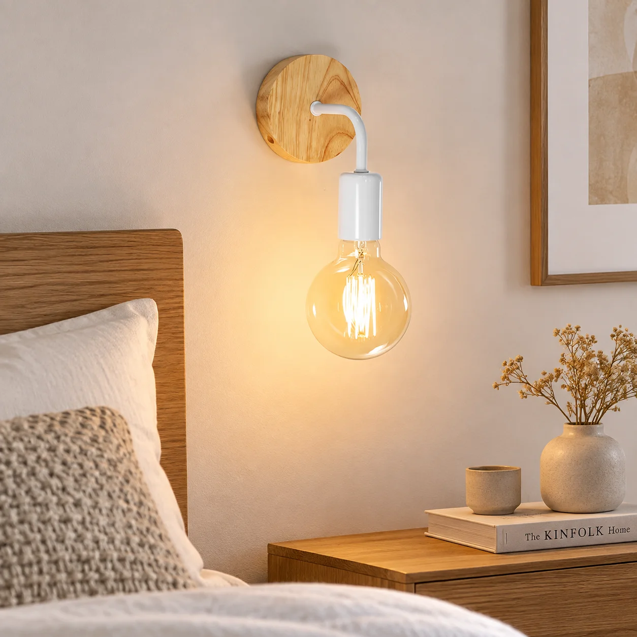 JOYINLED Wall Lamps Vintage Industrial Wall Lights with Wood Base E27 Sconce Black White For Home Loft Indoor Decor Fixtures