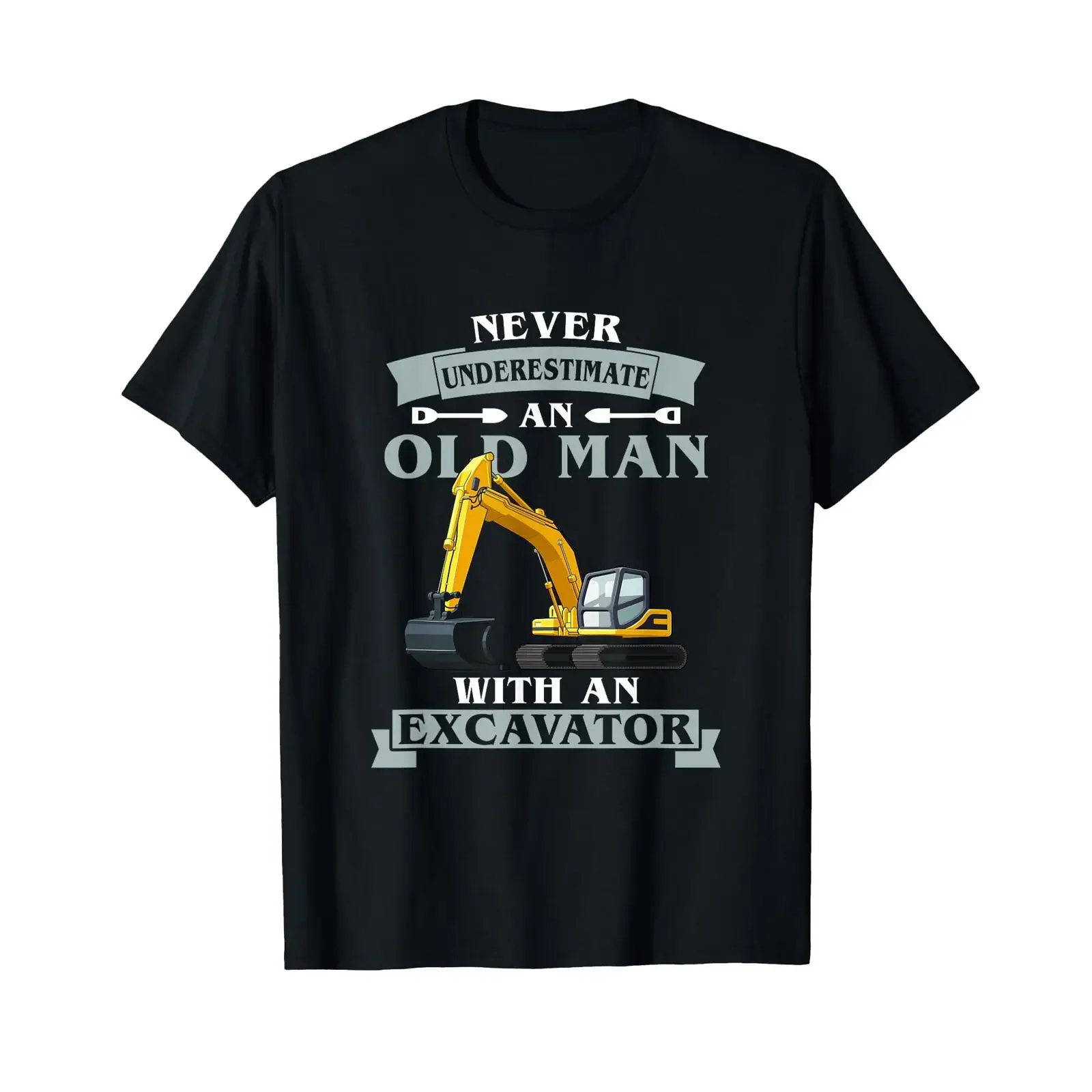 Never Underestimate An Old Man With Excavator T Shirt vintage Washed fashion Casual homme designer clothes Versatile