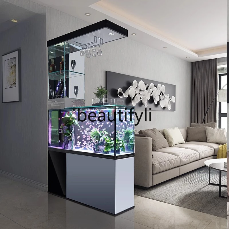 

New fish tank living room household transparent partition integrated automatic intelligent bottom filter aquarium