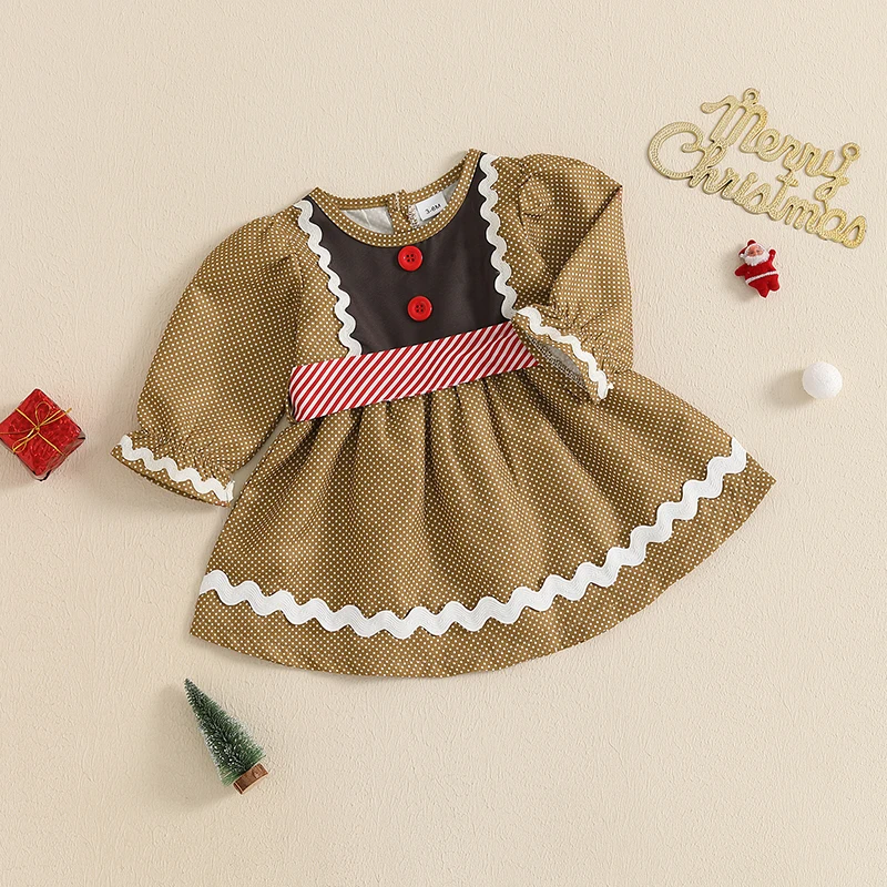 Baby Girl Christmas Outfit Toddler Smocked Christmas Dress Vintage Princess Gingerbread Dresses Cute Clothes